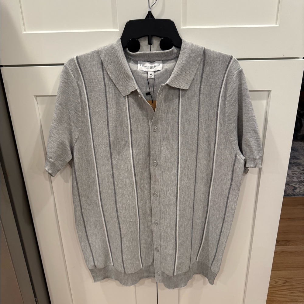 Men's Thomas Sterling Gray Polo Shirt, Med - Picture 3 of 9